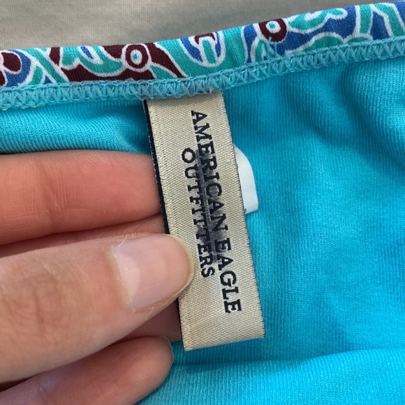 American Eagle Blue Multi Floral Ruffle Bikini Set SZ S - Picture 7 of 9